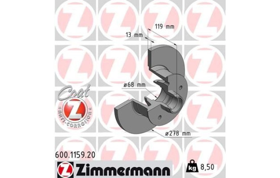 Bromsskiva COAT Z 600.1159.20 Zimmermann