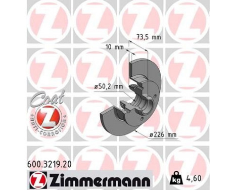 Bromsskiva COAT Z 600.3219.20 Zimmermann