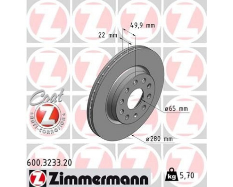 Bromsskiva COAT Z 600.3233.20 Zimmermann, bild 2