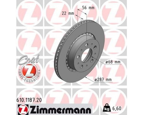 Bromsskiva COAT Z 610.1187.20 Zimmermann