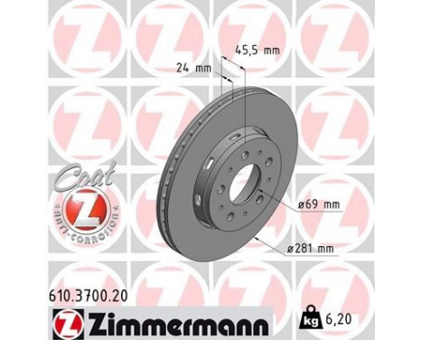 Bromsskiva COAT Z 610.3700.20 Zimmermann