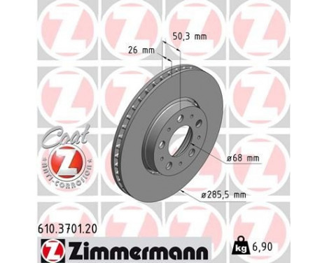 Bromsskiva COAT Z 610.3701.20 Zimmermann