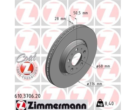 Bromsskiva COAT Z 610.3706.20 Zimmermann