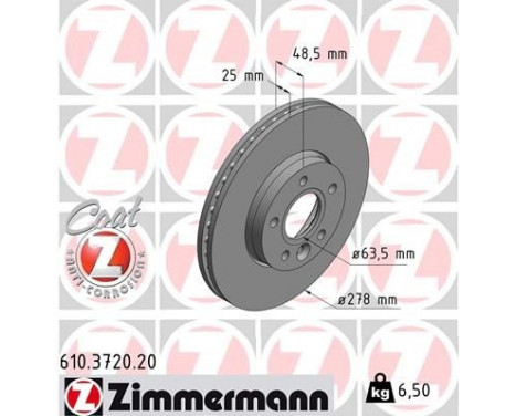 Bromsskiva COAT Z 610.3720.20 Zimmermann