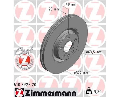 Bromsskiva COAT Z 610.3725.20 Zimmermann