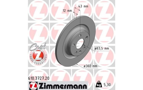 Bromsskiva COAT Z 610.3727.20 Zimmermann