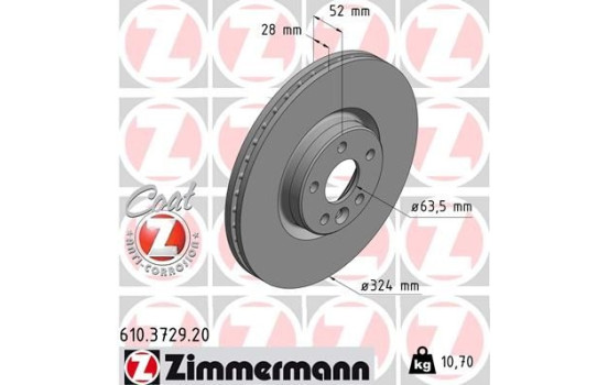 Bromsskiva COAT Z 610.3729.20 Zimmermann