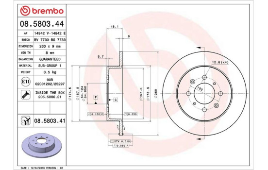 Bromsskiva COATED DISC LINE 08.5803.41 Brembo, bild 3
