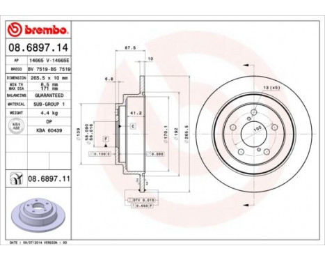 Bromsskiva COATED DISC LINE 08.6897.11 Brembo, bild 2