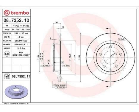 Bromsskiva COATED DISC LINE 08.7352.11 Brembo, bild 3