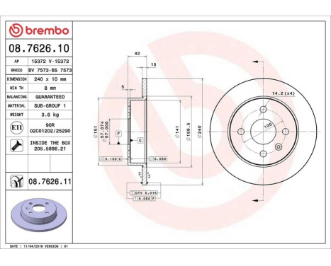 Bromsskiva COATED DISC LINE 08.7626.11 Brembo, bild 3