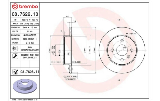 Bromsskiva COATED DISC LINE 08.7626.11 Brembo, bild 3