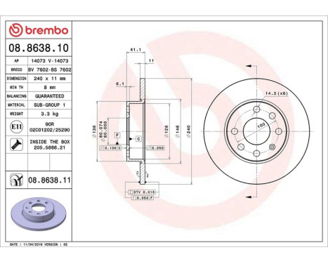 Bromsskiva COATED DISC LINE 08.8638.11 Brembo, bild 3