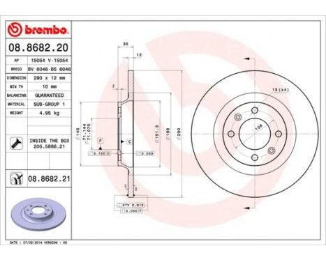 Bromsskiva COATED DISC LINE 08.8682.21 Brembo, bild 2