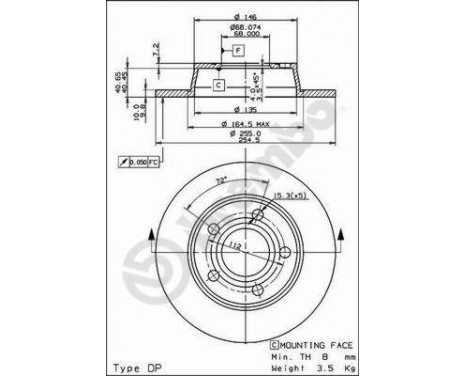 Bromsskiva COATED DISC LINE 08.9084.11 Brembo, bild 2