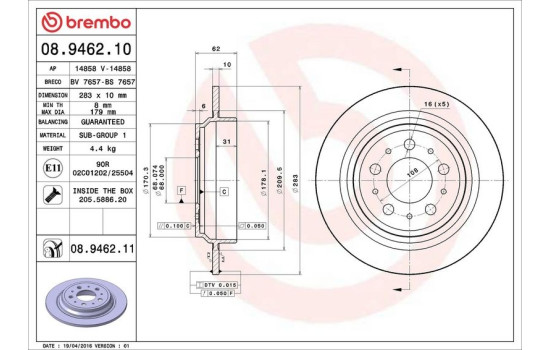 Bromsskiva COATED DISC LINE 08.9462.11 Brembo, bild 3
