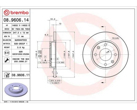 Bromsskiva COATED DISC LINE 08.9606.11 Brembo, bild 3