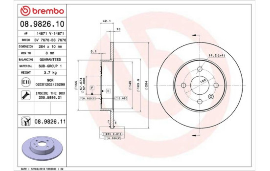 Bromsskiva COATED DISC LINE 08.9826.11 Brembo, bild 3