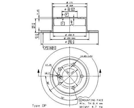 Bromsskiva COATED DISC LINE 08.9859.81 Brembo, bild 2