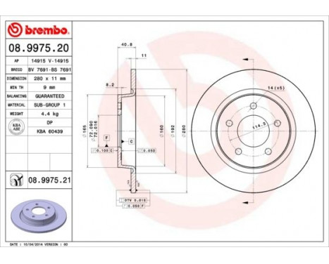 Bromsskiva COATED DISC LINE 08.9975.21 Brembo, bild 2