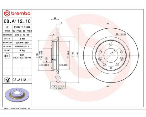 Bromsskiva COATED DISC LINE 08.A112.11 Brembo, bild 3