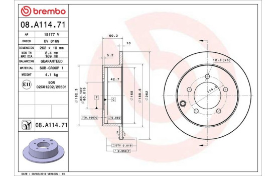Bromsskiva COATED DISC LINE 08.A114.71 Brembo, bild 3