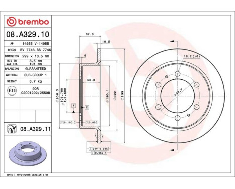 Bromsskiva COATED DISC LINE 08.A329.11 Brembo, bild 3