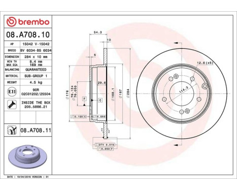 Bromsskiva COATED DISC LINE 08.A708.11 Brembo, bild 3