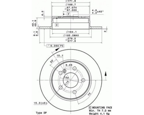 Bromsskiva COATED DISC LINE 08.A737.11 Brembo, bild 3