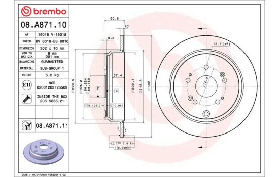 Bromsskiva COATED DISC LINE 08.A871.11 Brembo, bild 3
