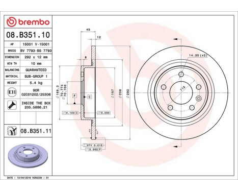 Bromsskiva COATED DISC LINE 08.B351.11 Brembo, bild 3