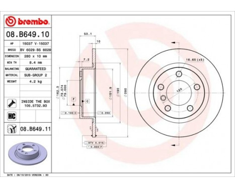 Bromsskiva COATED DISC LINE 08.B649.11 Brembo, bild 2