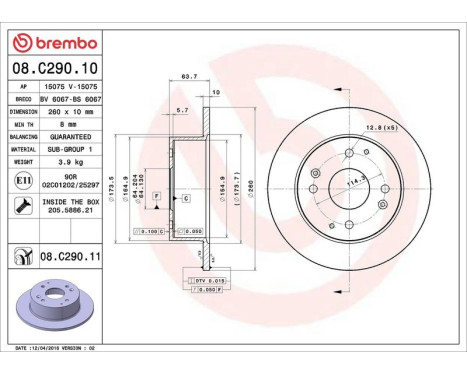 Bromsskiva COATED DISC LINE 08.C290.11 Brembo, bild 3