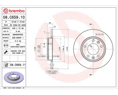 Bromsskiva COATED DISC LINE 08.C659.11 Brembo, bild 3