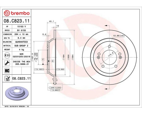 Bromsskiva COATED DISC LINE 08.C823.11 Brembo, bild 2