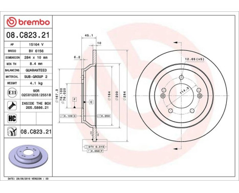 Bromsskiva COATED DISC LINE 08.C823.21 Brembo, bild 2