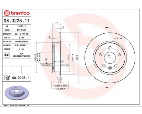 Bromsskiva COATED DISC LINE 08.D225.11 Brembo, bild 2