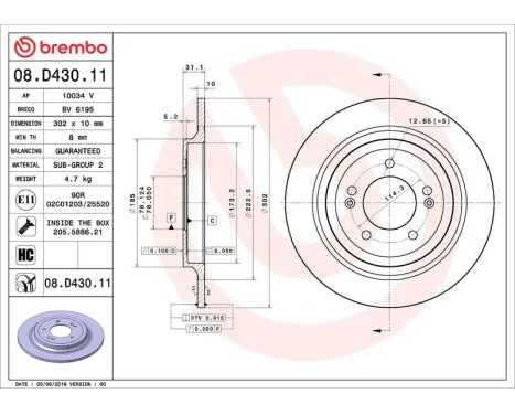 Bromsskiva COATED DISC LINE 08.D430.11 Brembo, bild 2