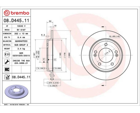 Bromsskiva COATED DISC LINE 08.D445.11 Brembo, bild 2