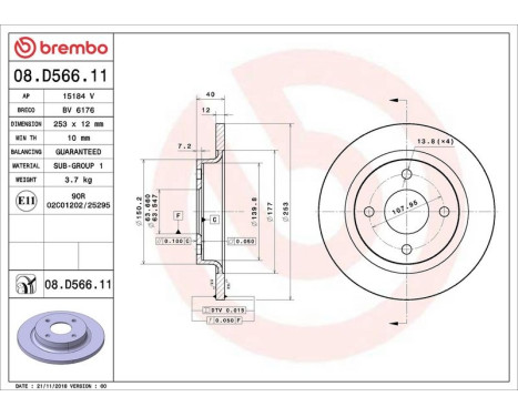 Bromsskiva COATED DISC LINE 08.D566.11 Brembo, bild 2