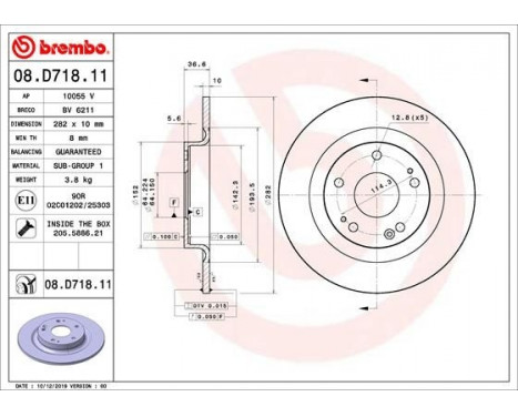 Bromsskiva COATED DISC LINE 08.D718.11 Brembo