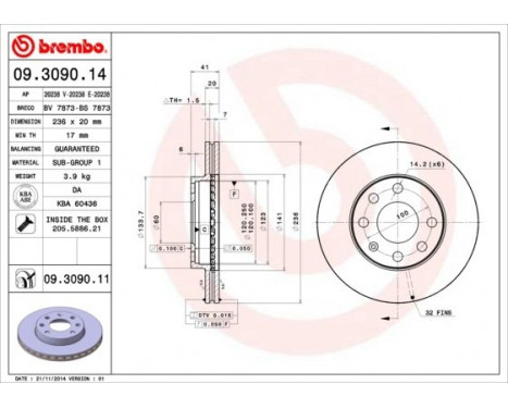 Bromsskiva COATED DISC LINE 09.3090.11 Brembo, bild 2