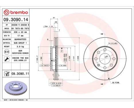 Bromsskiva COATED DISC LINE 09.3090.11 Brembo, bild 3