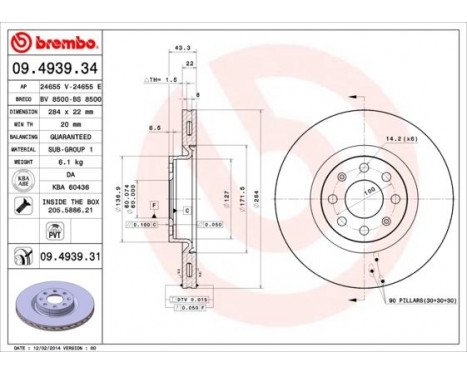 Bromsskiva COATED DISC LINE 09.4939.31 Brembo, bild 2