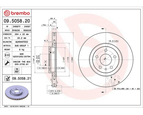 Bromsskiva COATED DISC LINE 09.5058.21 Brembo, bild 3