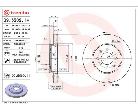 Bromsskiva COATED DISC LINE 09.5509.11 Brembo, bild 3