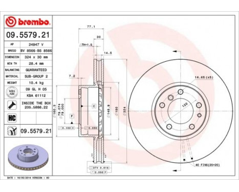 Bromsskiva COATED DISC LINE 09.5579.21 Brembo, bild 2