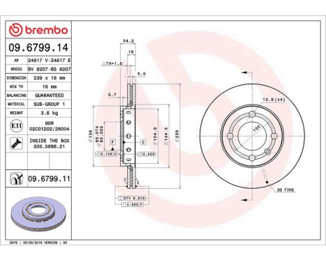 Bromsskiva COATED DISC LINE 09.6799.11 Brembo, bild 3