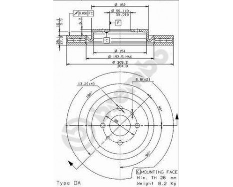 Bromsskiva COATED DISC LINE 09.6843.11 Brembo, bild 2