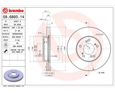 Bromsskiva COATED DISC LINE 09.6893.11 Brembo, bild 2